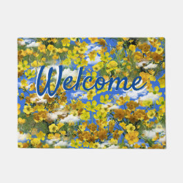 Lente Butercup bloemen in de wolken Deurmat