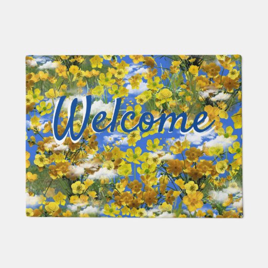 Lente Butercup bloemen in de wolken Deurmat (Voorkant)