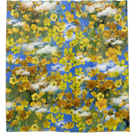 Lente Butercup bloemen in de wolken Douchegordijn
