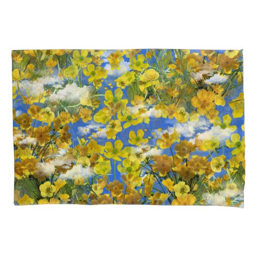 Lente Butercup bloemen in de wolken Kussensloop (Voorkant)