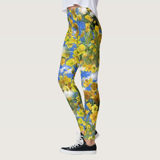Lente Butercup bloemen in de wolken Leggings (Links)