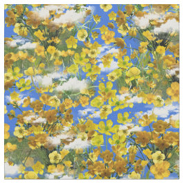 Lente Butercup bloemen in de wolken Stof