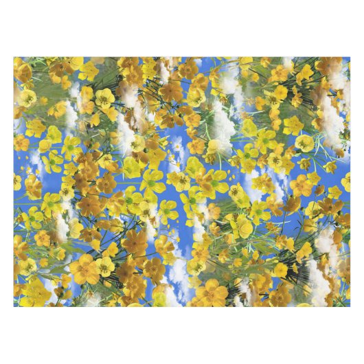Lente Butercup bloemen in de wolken Tafelkleed (Voorkant (Horizontaal))