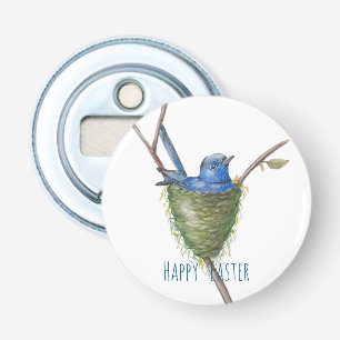 Lente Charme: Adorable Vogel in een Nest Button Flesopener