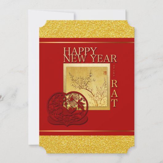 Lente Chinees Rat Jaar 2020 Partij Uitnodigen Kaart (Voorkant)