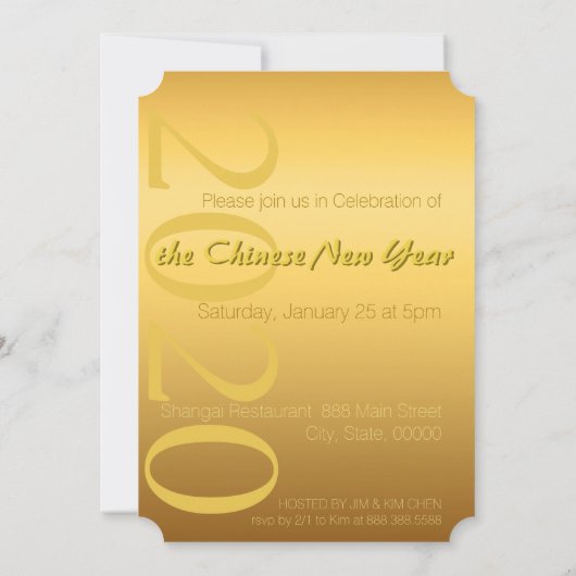 Lente Chinees Rat Jaar 2020 Partij Uitnodigen Kaart (Achterkant)