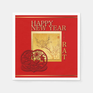 Lente Chinees Rat Year 2020 Party Paper Napkin Servet