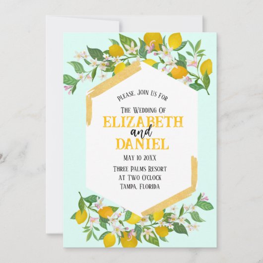 Lente Citroenen bruiloft uitnodiging (Voorkant)