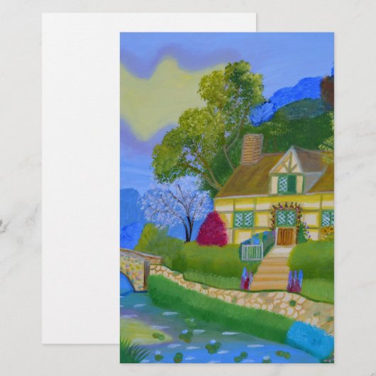 Lente Cottage Briefpapier (Voorkant / Achterkant)