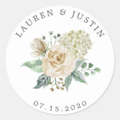 Lente Crème Tuin Bloemen Ronde Sticker (Voorkant)