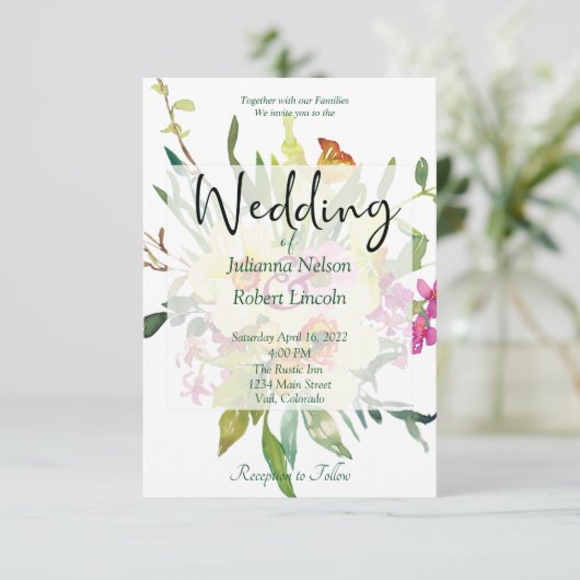 lente-daffodil bouquet bruiloft kaart (Staand voorkant)