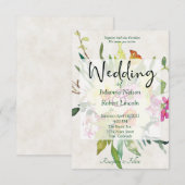 lente-daffodil bouquet bruiloft kaart (Voorkant / Achterkant)