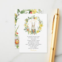 lente daffodil bunny books for baby request card