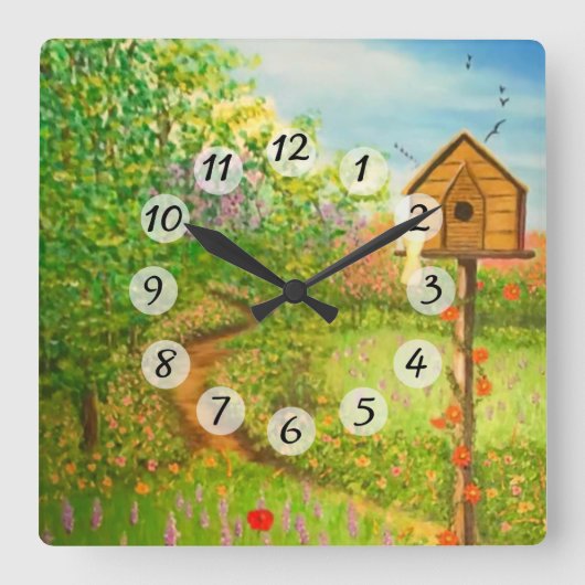 Lente dag vierkante klok (Voorkant)