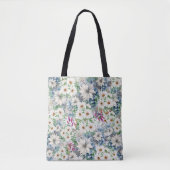 Lente Daisies & Blauw Bloemen Patroon Tote Bag (Voorkant)