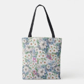 Lente Daisies & Blauw Bloemen Patroon Tote Bag (Achterkant)