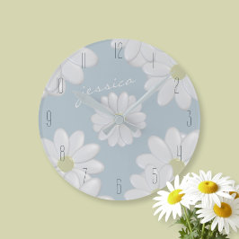 Lente Daisies Blauw Moderne Bloemen Daisy Klok