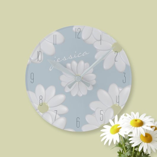 Lente Daisies Blauw Moderne Bloemen Daisy Klok