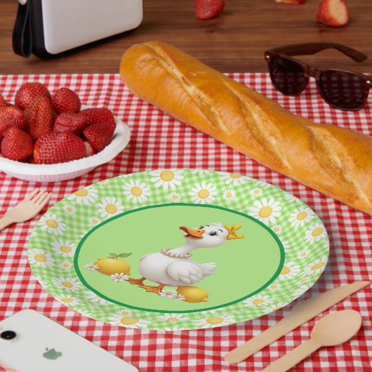 Lente Daisy Gans Papieren Bordje (Picknick)