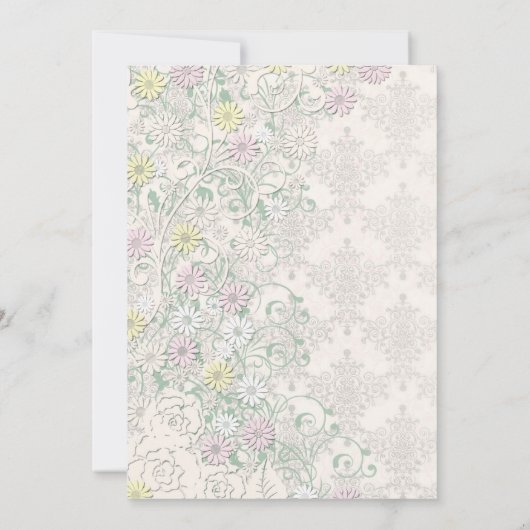  Lente Damask en Bloemen Huwelijksuitnodiging Kaart (Achterkant)