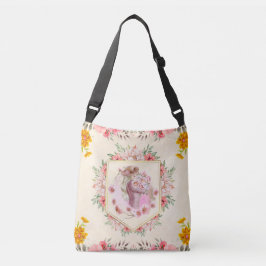 Lente-dame bloemenschildering illustratie crossbody tas