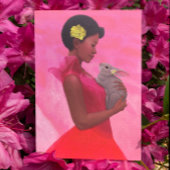 "Lente Dame met Konijn." Wenskaart Kaart