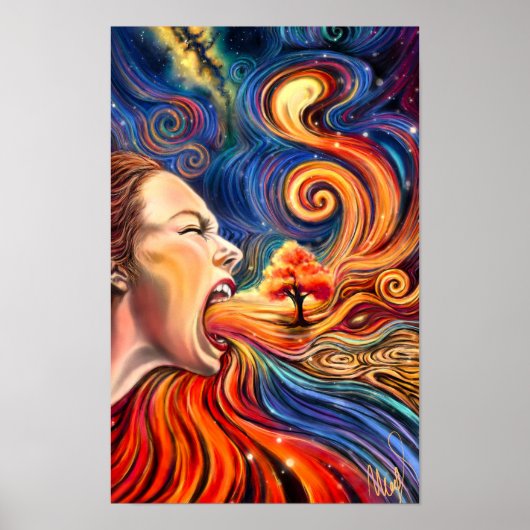 Lente Dame Poster - Schilderij (Voorkant)