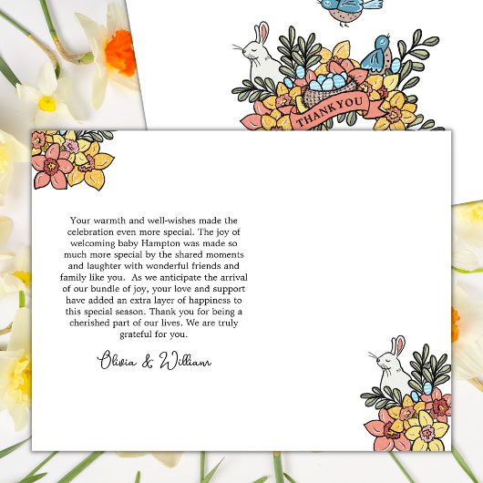 Lente Dank u Pasen Baby shower Briefkaart