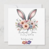 Lente dankkaart bloemkonijn konijnenoren  notitiekaartje (Voorkant)