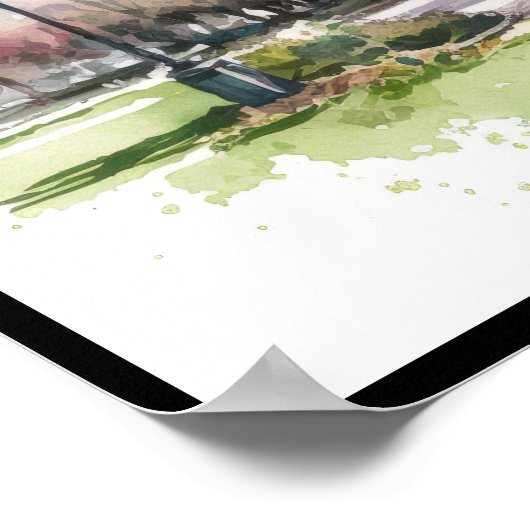 Lente die in de Waterverf van het Park rolt Poster (Hoek)