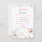 Lente Diep Roze Vlinder Bloem Bruiloft RSVP Kaartje (Voorkant)
