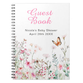 Lente Diep Roze Vlinder Bloemenkindercrèche Notitieboek