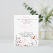 Lente Diep Roze Vlinder Bloemige Trouwdag Informatiekaartje (Staand voorkant)