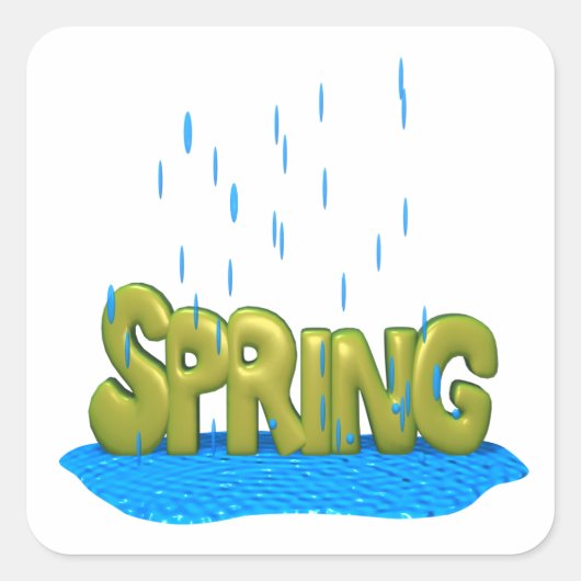 Lente Douches 2 Vierkante Sticker (Voorkant)