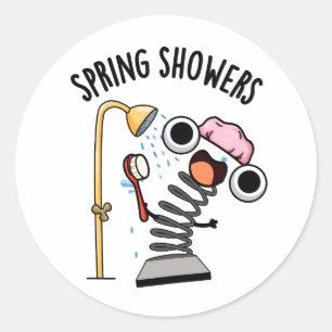 Lente Douches Grappig Seizoen Pun Ronde Sticker