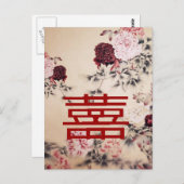  lente dubbel geluk / Chinees bruiloft Briefkaart (Voorkant / Achterkant)