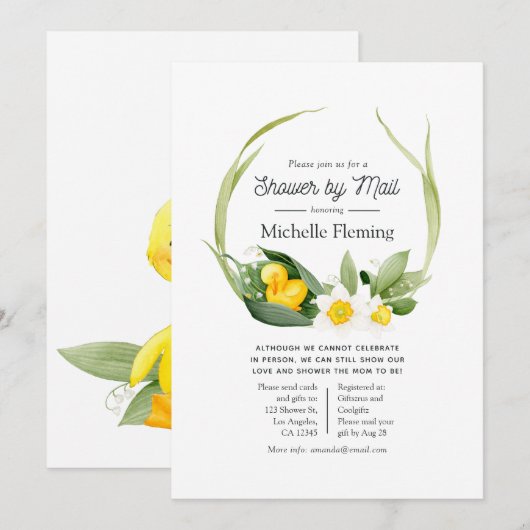 Lente Eendje Baby Shower per Post Kaart (Voorkant / Achterkant)
