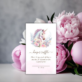 Lente Eenhoorn Baby shower Luier Raffle Informatiekaartje