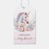 Lente Eenhoorn Waterverf Baby shower Cadeaulabel (Voorkant)