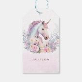 Lente Eenhoorn Waterverf Baby shower Cadeaulabel (Achterkant)