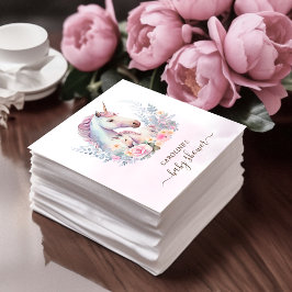 Lente Eenhoorn Waterverf Baby shower Servet