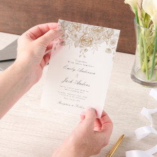 lente eenvoudige hand getekend Bloemen elegante br Vellum Uitnodigingen