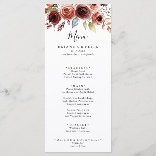 Lente Elegant Bloemendiner Menu (Voorkant)