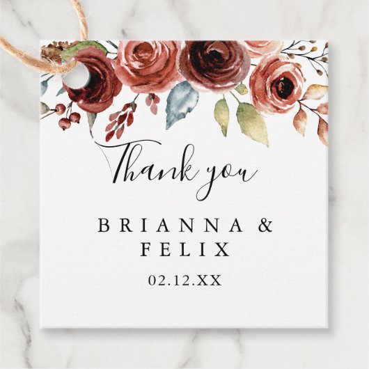 Lente Elegante Bloemen Bruiloft Bedankjes Labels (Voorkant)