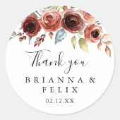 Lente Elegante Bloemen Dank u bruiloft gunst Ronde Sticker (Voorkant)