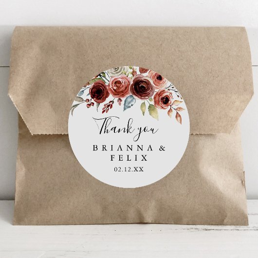 Lente Elegante Bloemen Dank u bruiloft gunst Ronde Sticker