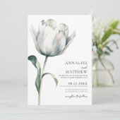 Lente Elegante Moderne Witte Bloemen Huwelijk Kaart (Staand voorkant)