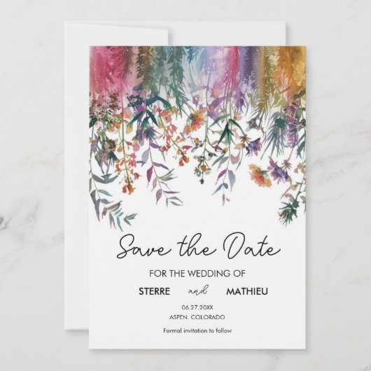 Lente Elegante Wildbloemen Save The Date (Voorkant)