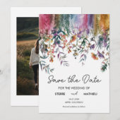 Lente Elegante Wildbloemen Save The Date (Voorkant / Achterkant)