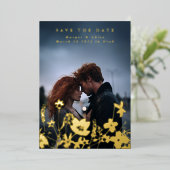 Lente Elegante Wildflower Boho foto Opslaan De Dat Folie Uitnodiging (Staand Voorkant)